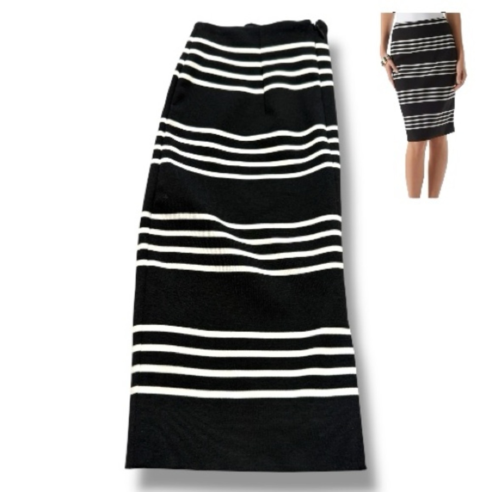 Pencil Skirt, White House Black Market Monochrome Striped Pencil Skirt, Business